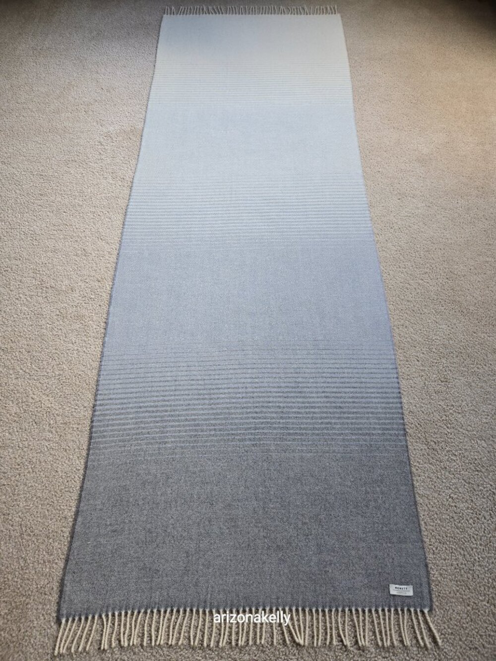 McNutt Lambswool Scarf Blue, Grey, Creme with Stripes Ireland Oversized - Picture 14 of 14